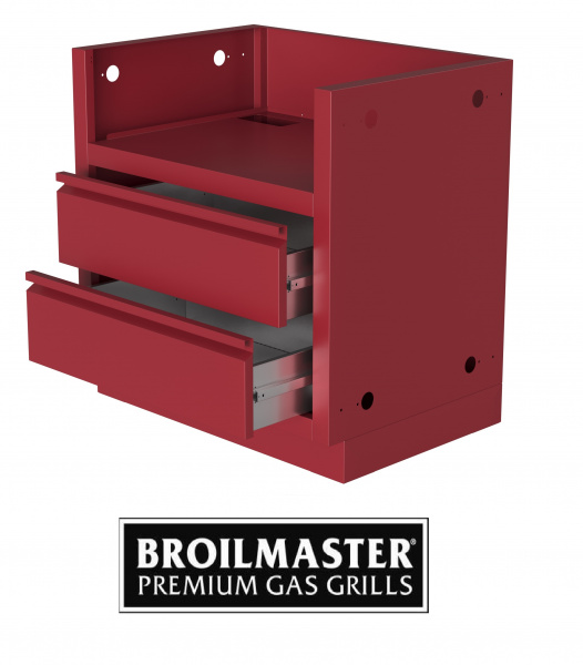 Тумба-основание боковой горелки Broilmaster BSABF12 с 2-я ящиками красный