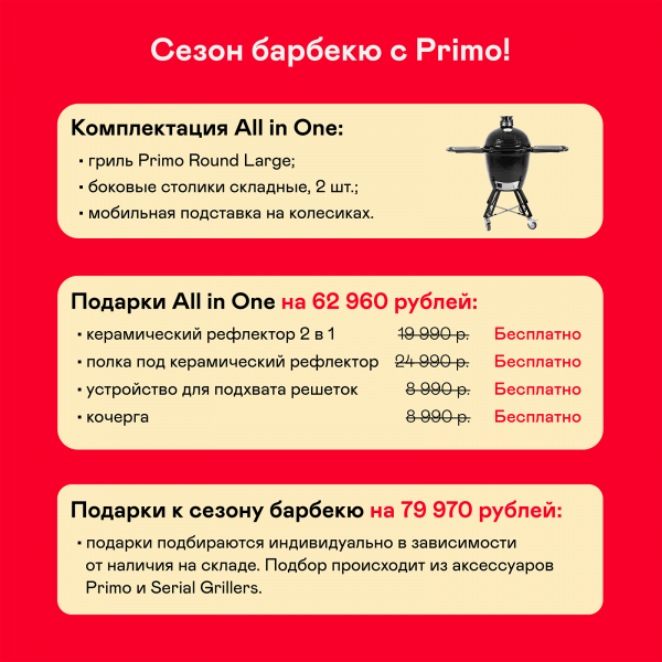Керамический гриль Primo Round Large All in One