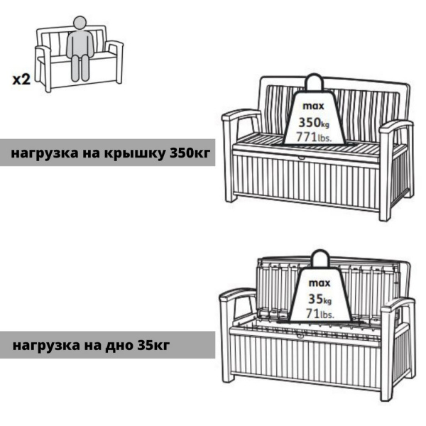 Скамья Патио Бенч (Patio Bench) коричневая