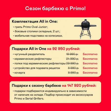 Керамический гриль Primo Oval Junior All in One