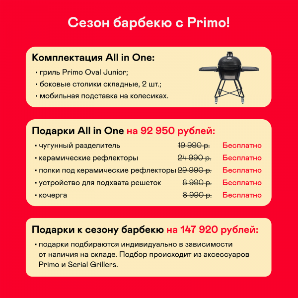 Керамический гриль Primo Oval Junior All in One