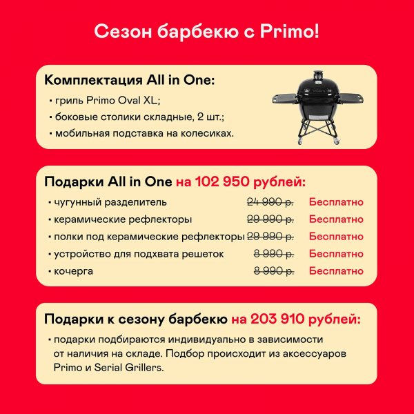 Керамический гриль Primo Oval XL All in One