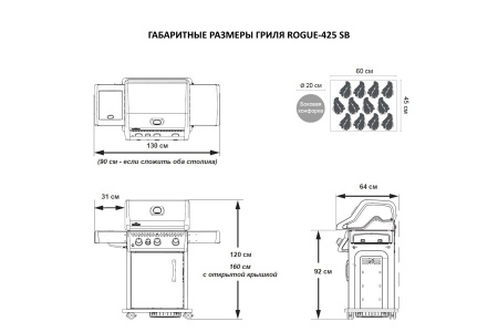 Газовый гриль Napoleon Rogue 425 RSB
