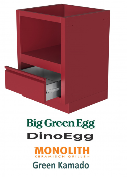 Тумба-основание для кр. керам. гриля Big Green Egg M с ящиком красный